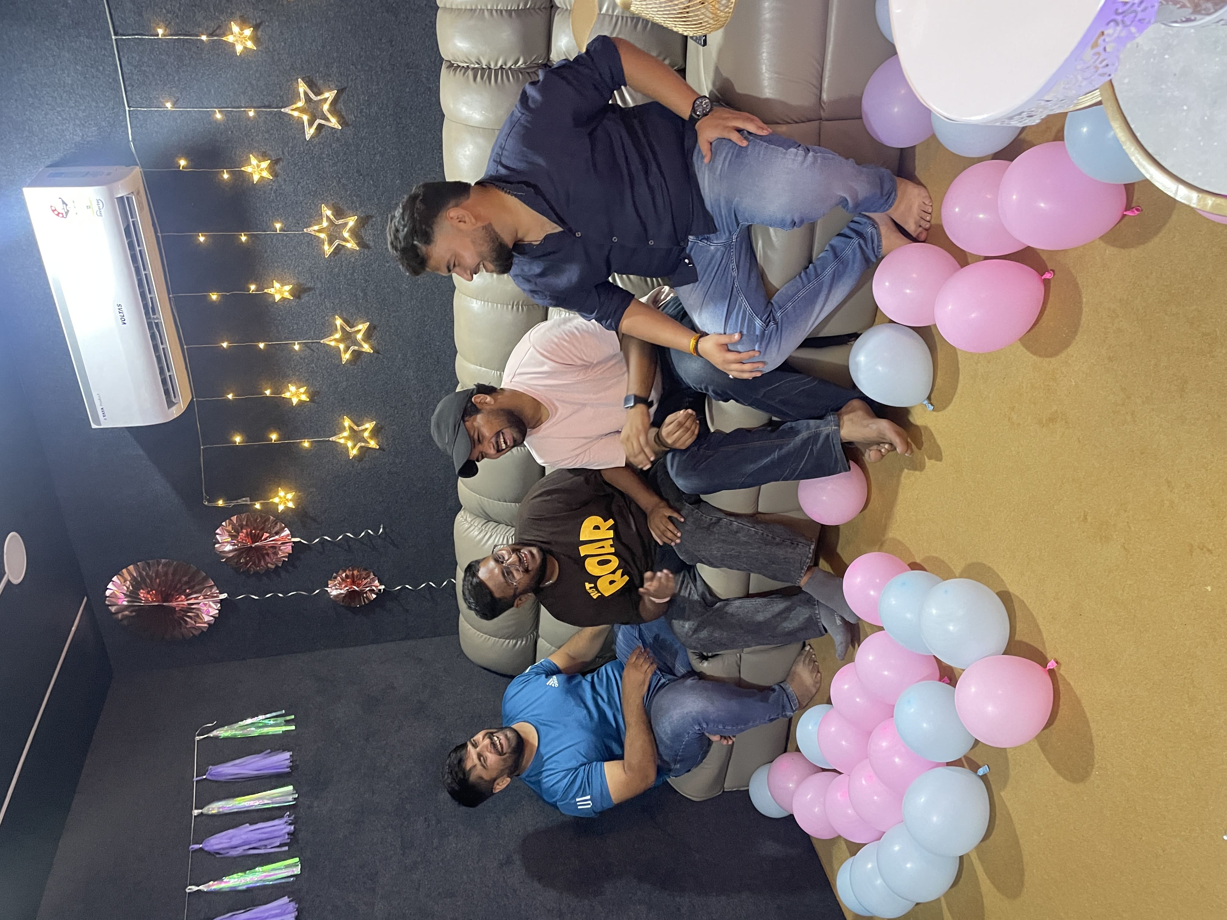 Couple dressed up and standing in a stylish room